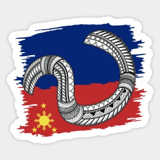 Philippine Flag Tribal line Art / Baybayin word WA Sticker